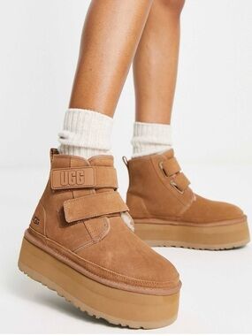 UGG Platform Mini Ankle Boots Chestnut
